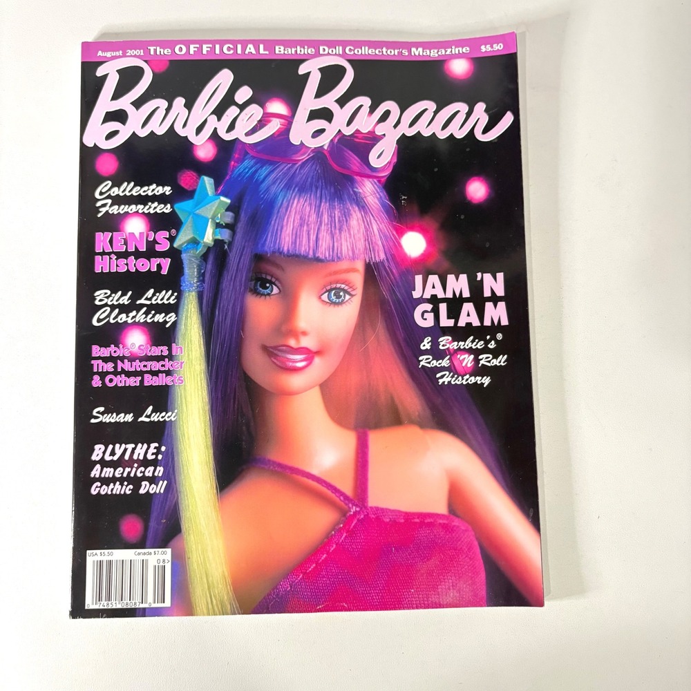 Barbie Bazaar Magazine August 2001 Jam N Glam Blythe Ken History Ballerina